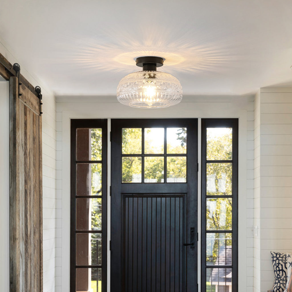 Artisan Flush Mount Ceiling Light with Dimmable Glass Shade | Elegant Design for Hallways and Bedrooms