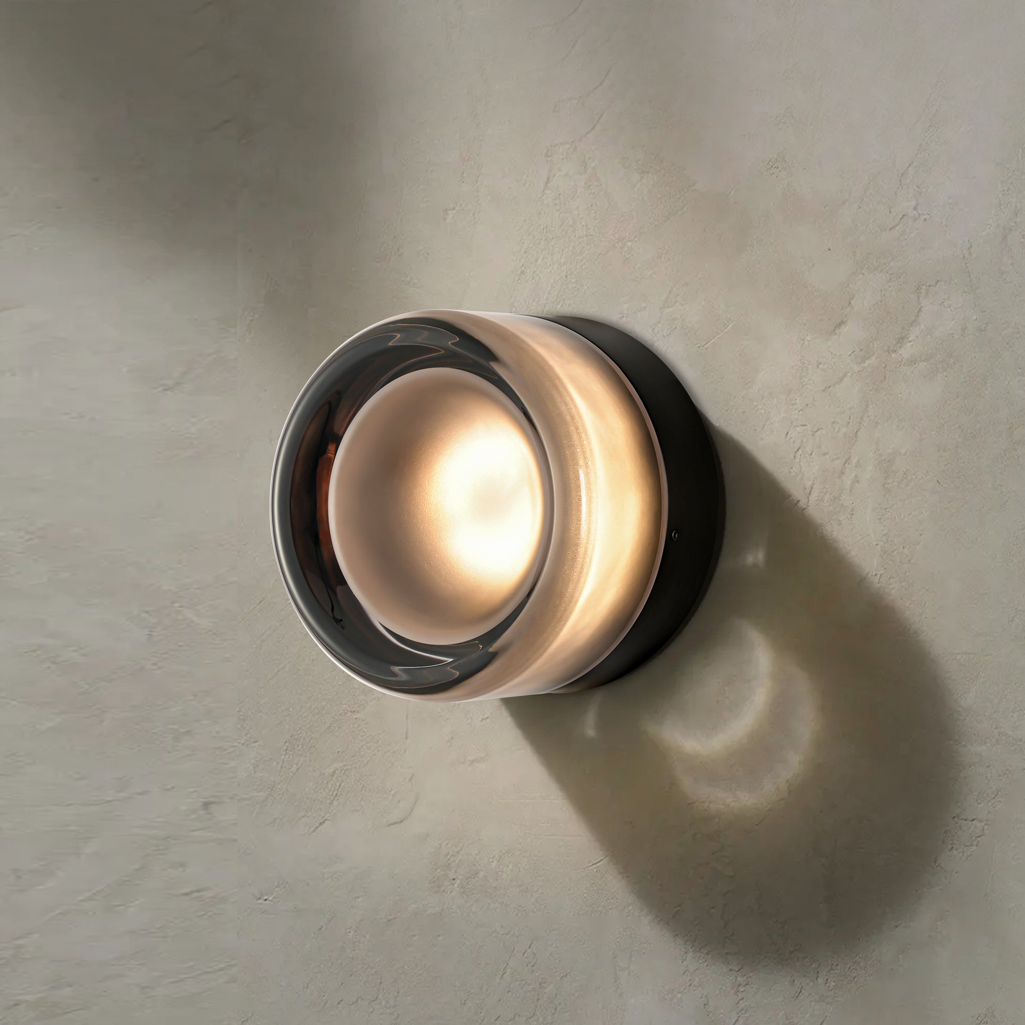 Auralux LED Industrial Flush Mount Wall Sconce with Dimple Glass Shade 4 Inch