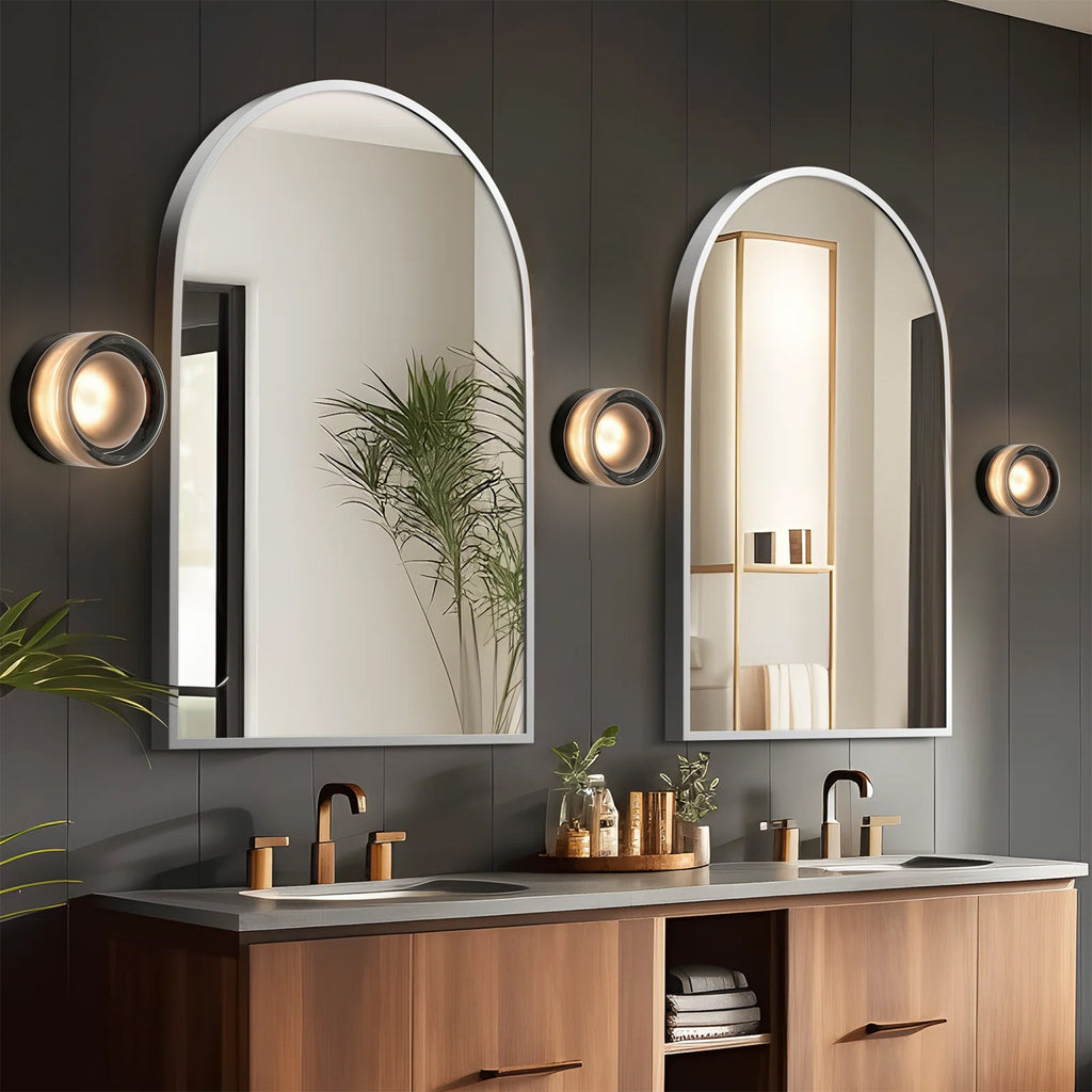 Auralux LED Industrial Flush Mount Wall Sconce with Dimple Glass Shade 4 Inch