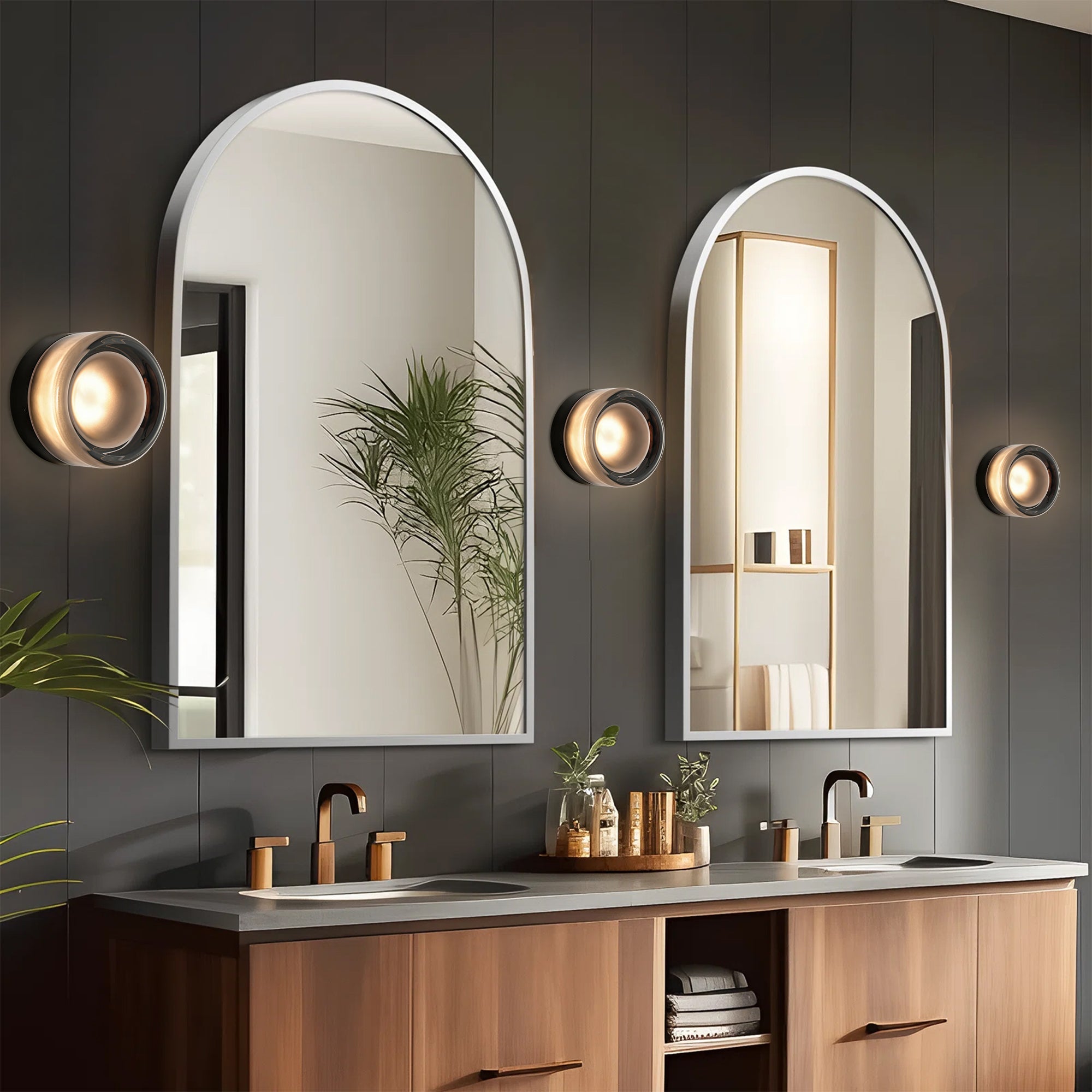 Auralux LED Industrial Flush Mount Wall Sconce with Dimple Glass Shade 4 Inch