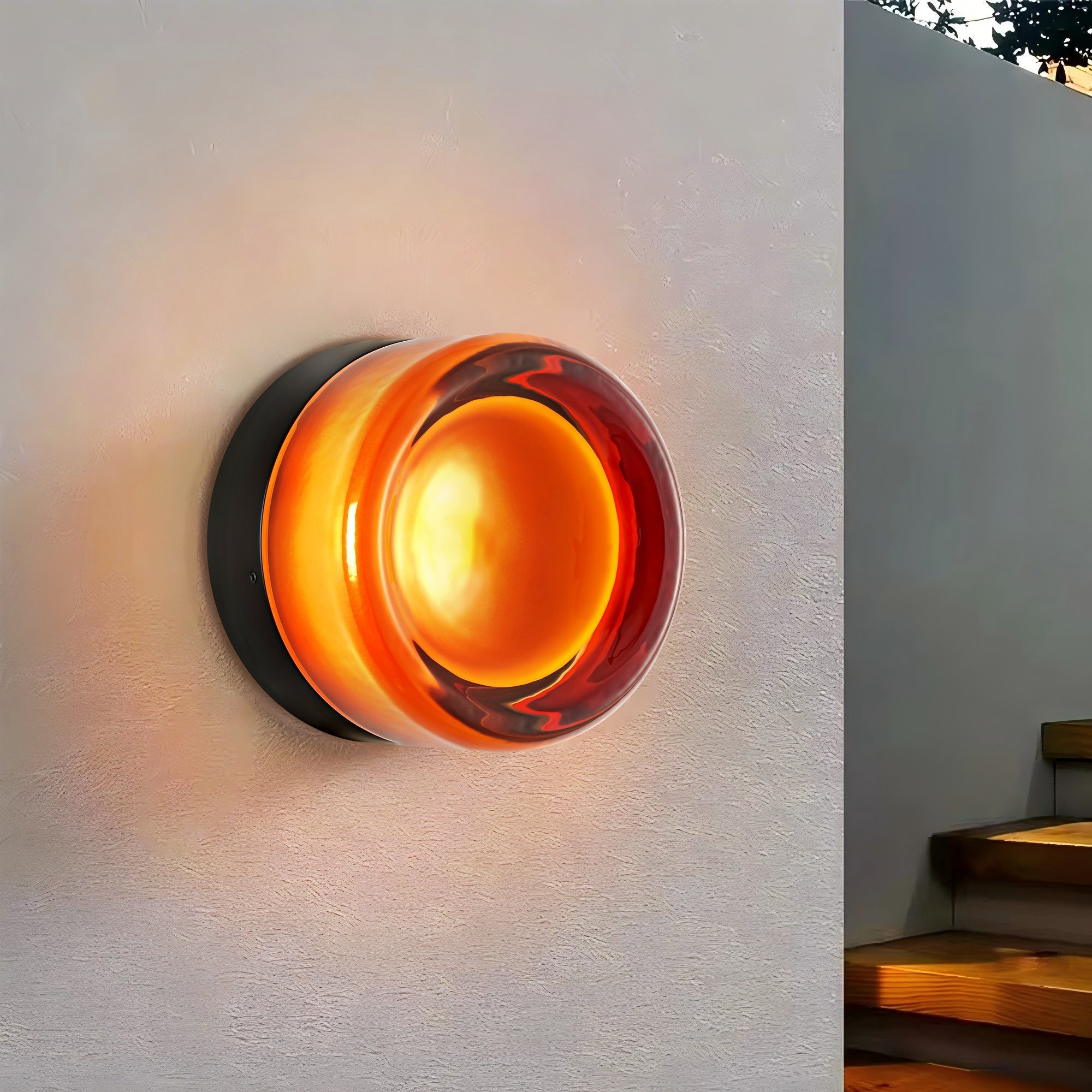 Auralux LED Industrial Flush Mount Wall Sconce with Dimple Glass Shade 4 Inch
