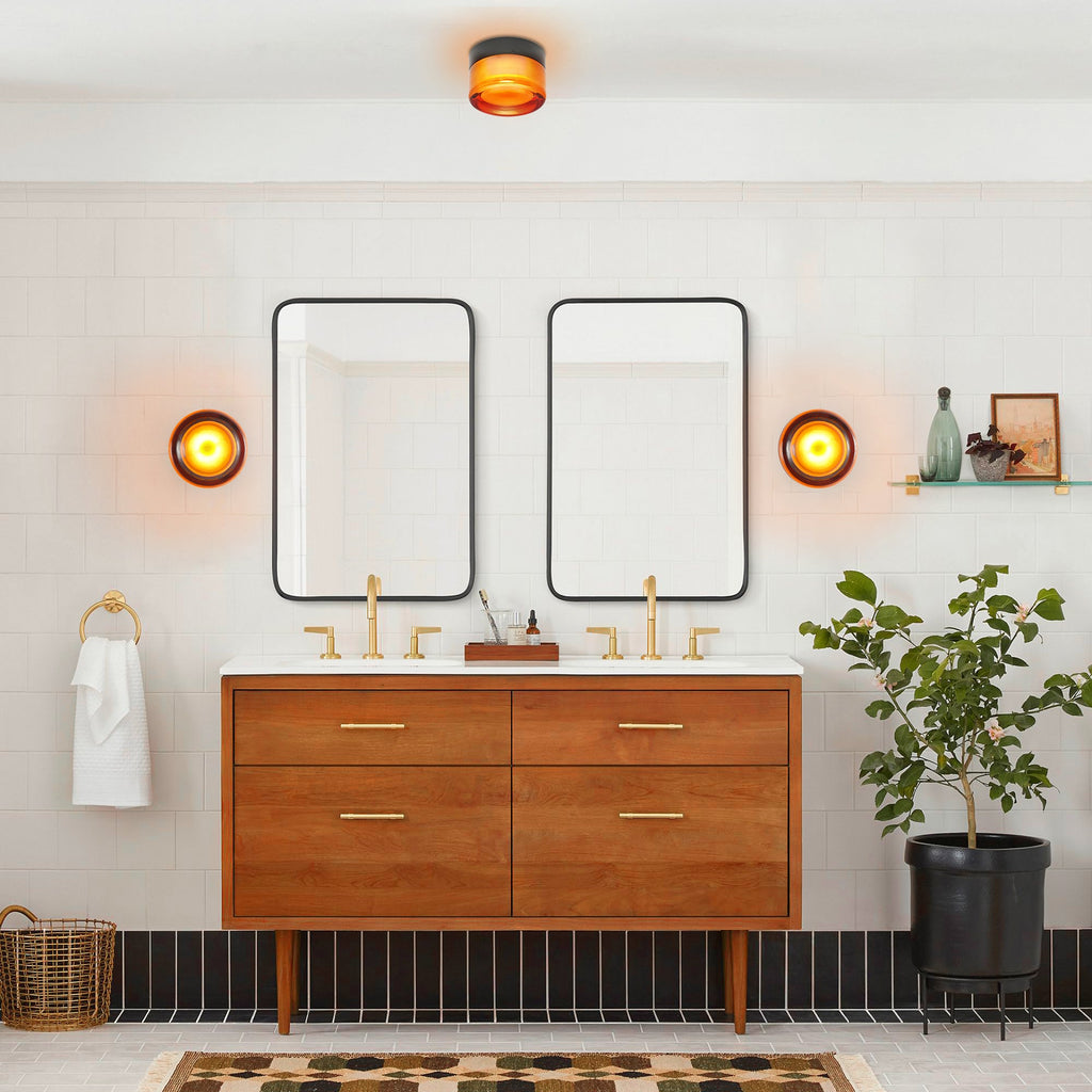 Auralux LED Industrial Flush Mount Wall Sconce with Dimple Glass Shade 4 Inch