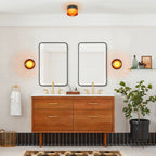 Auralux LED Industrial Flush Mount Wall Sconce with Dimple Glass Shade 4 Inch