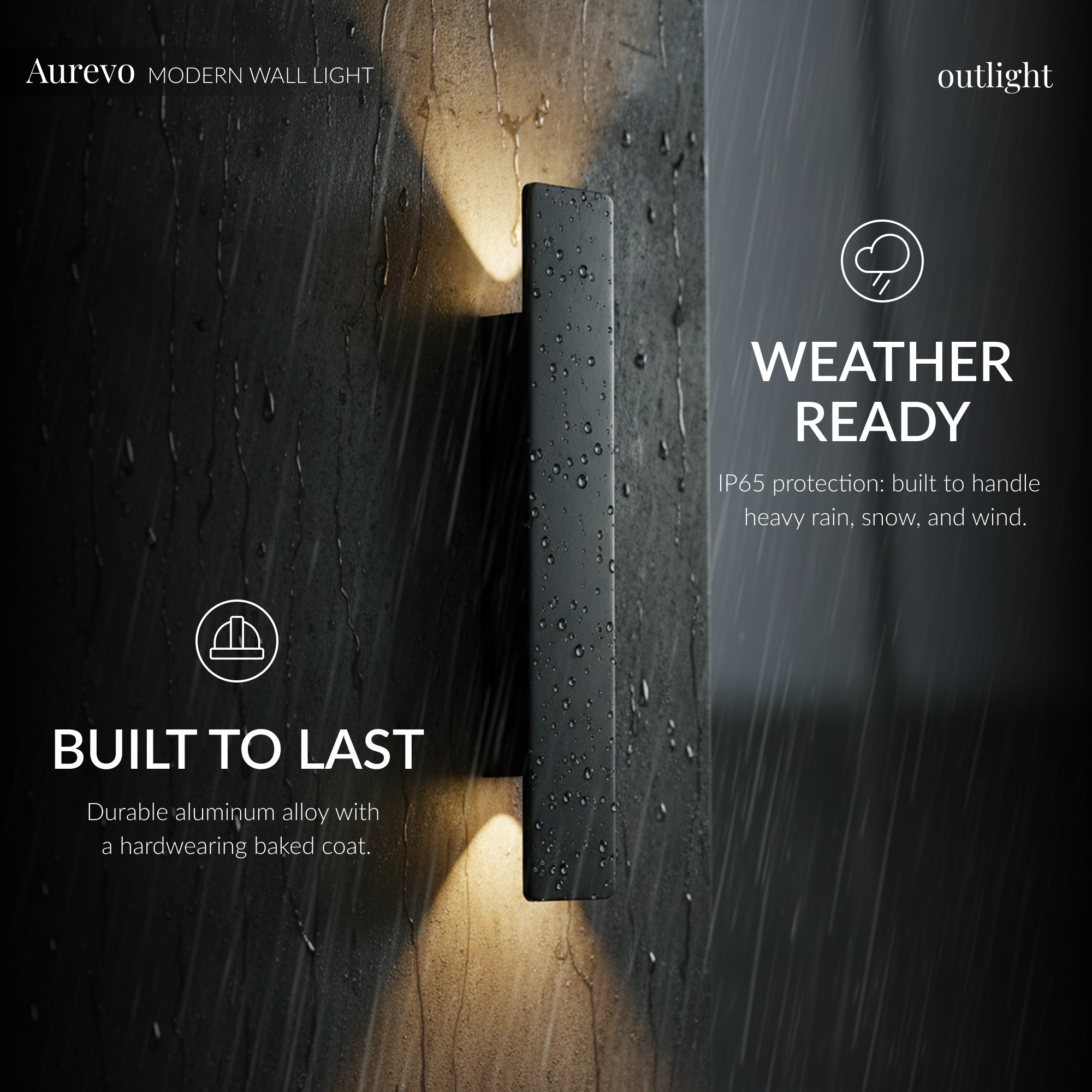 AurevoLight | Sleek Waterproof Aluminum Outdoor Wall Sconce