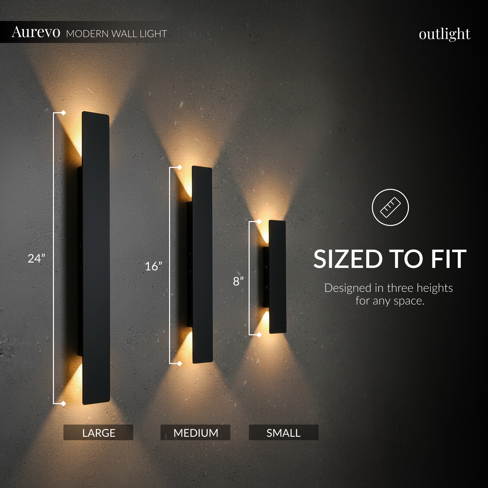 AurevoLight | Sleek Waterproof Aluminum Outdoor Wall Sconce