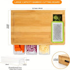 Bamboo Cutting Board Set | Wood Cutting Boards with 4 Interchangeable Blades | Eco-Friendly Kitchen Prep Station for Effortless Meal Preparation