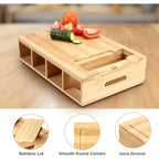 Bamboo Cutting Board Set | Wood Cutting Boards with 4 Interchangeable Blades | Eco-Friendly Kitchen Prep Station for Effortless Meal Preparation