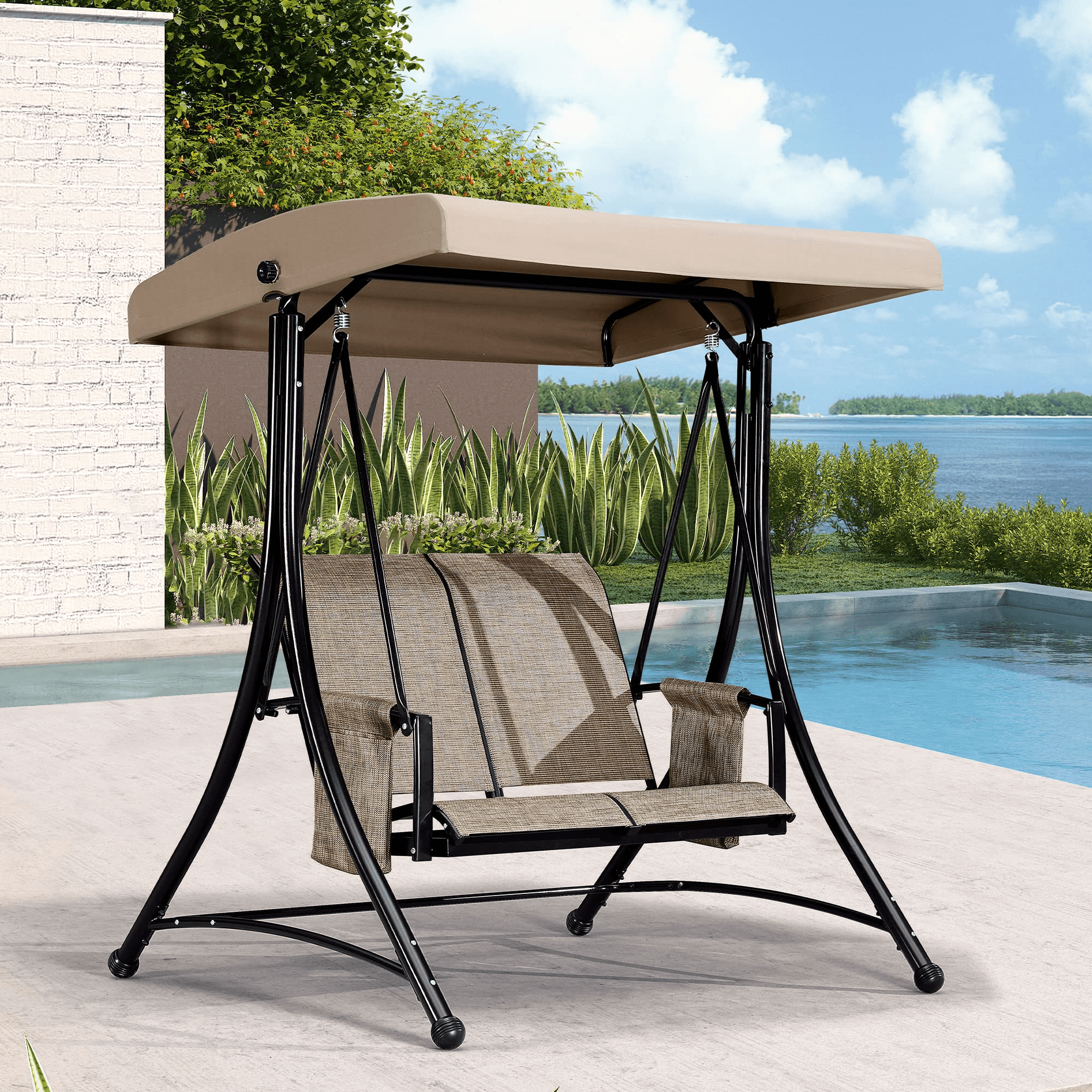 Barcelona Series | Outdoor Swing Chair with Adjustable Canopy | Comfortable Seating for Ultimate Relaxation