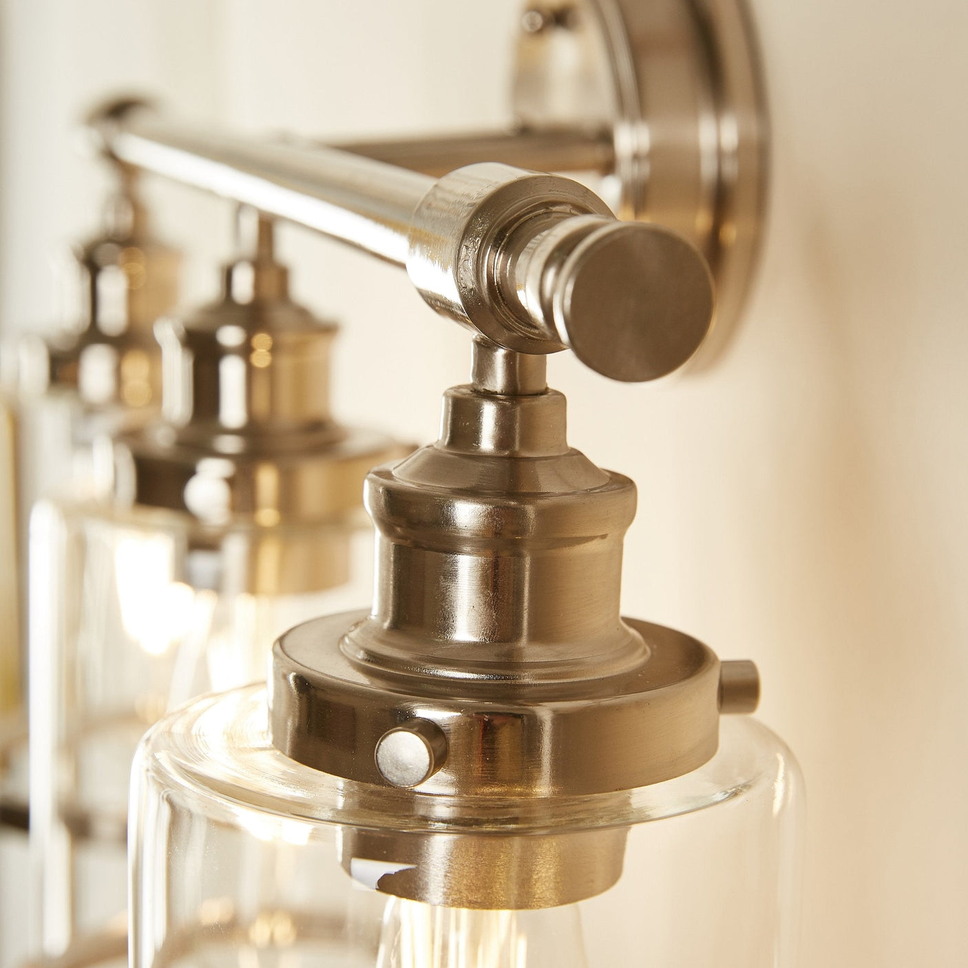 Greer nickel socket and clear glass shade close-up