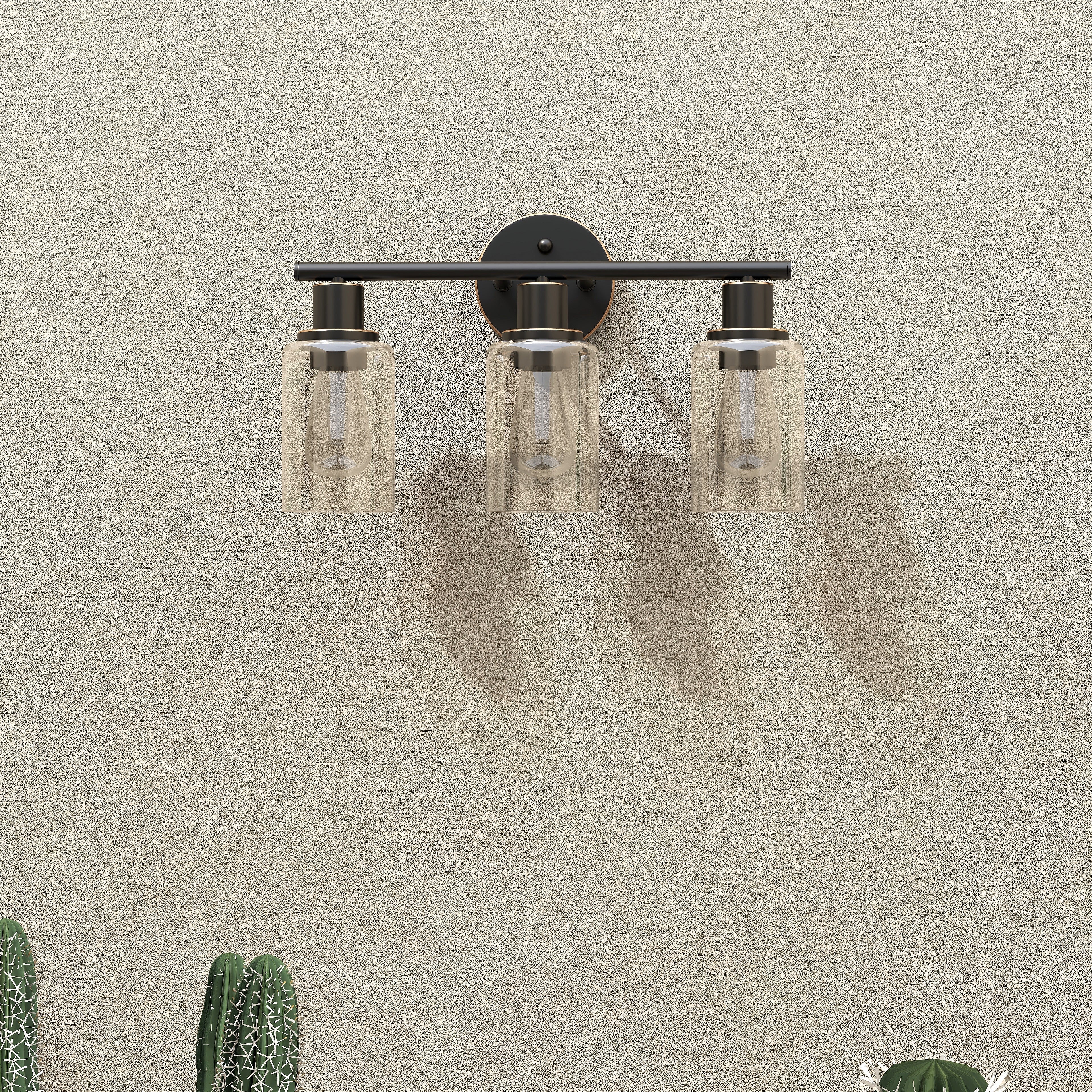 Bosco 3-Light 17 Inch Wide Bathroom Vanity Light Bronze Finish
