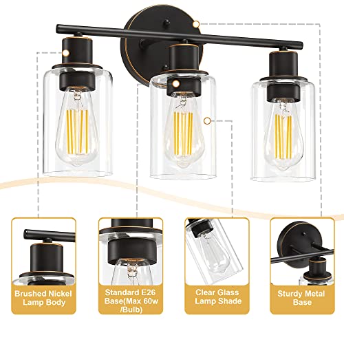 Bosco 3-Light 17 Inch Wide Bathroom Vanity Light Bronze Finish