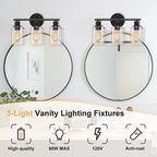 Bosco 3-Light 17 Inch Wide Bathroom Vanity Light Bronze Finish