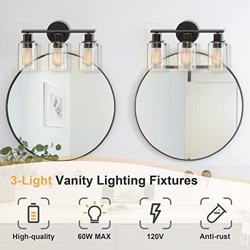 Bosco 3-Light 17 Inch Wide Bathroom Vanity Light Bronze Finish