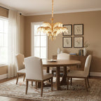 Brass Palm Leaf Crystal Chandelier Customizable Dining Decor