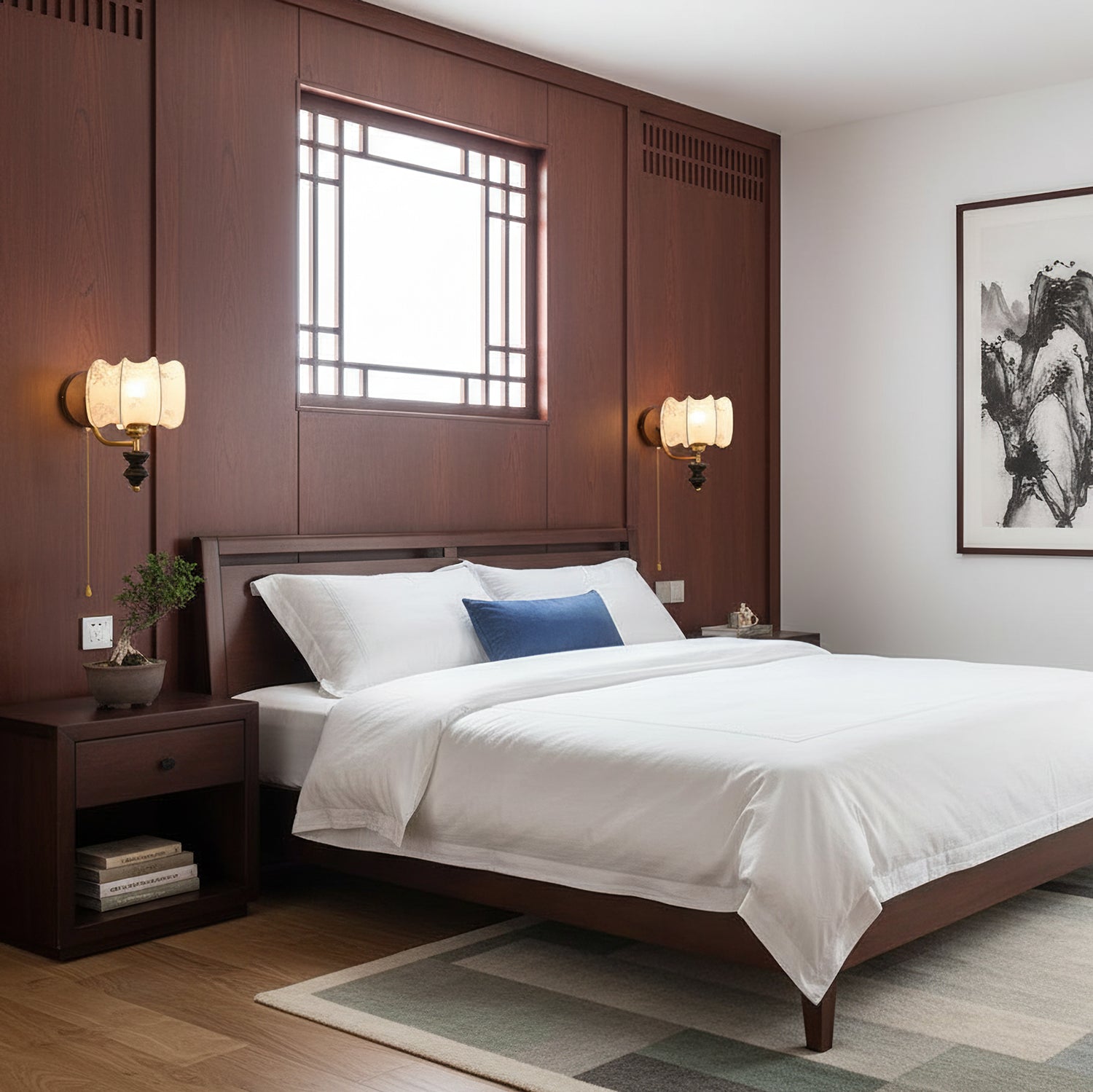 Celine Vintage Wall Lamp Walnut & White Wall Sconce