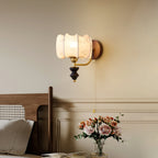 Celine Vintage Wall Lamp Walnut & White Wall Sconce