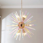 Colorful 12-Light Sputnik Chandelier with Dimmable Feature | Modern Design for Kids' Rooms