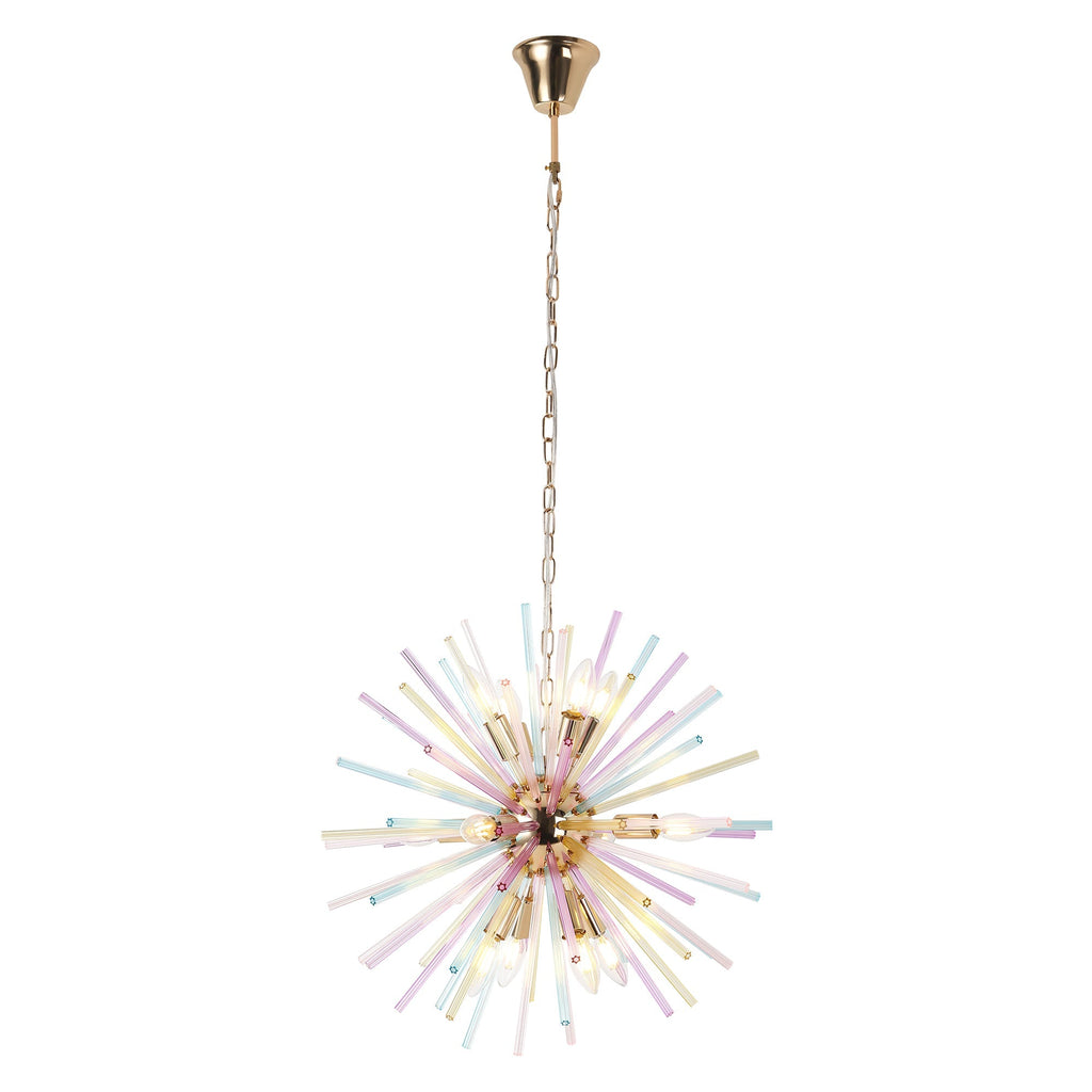 Colorful 12-Light Sputnik Chandelier with Dimmable Feature | Modern Design for Kids' Rooms