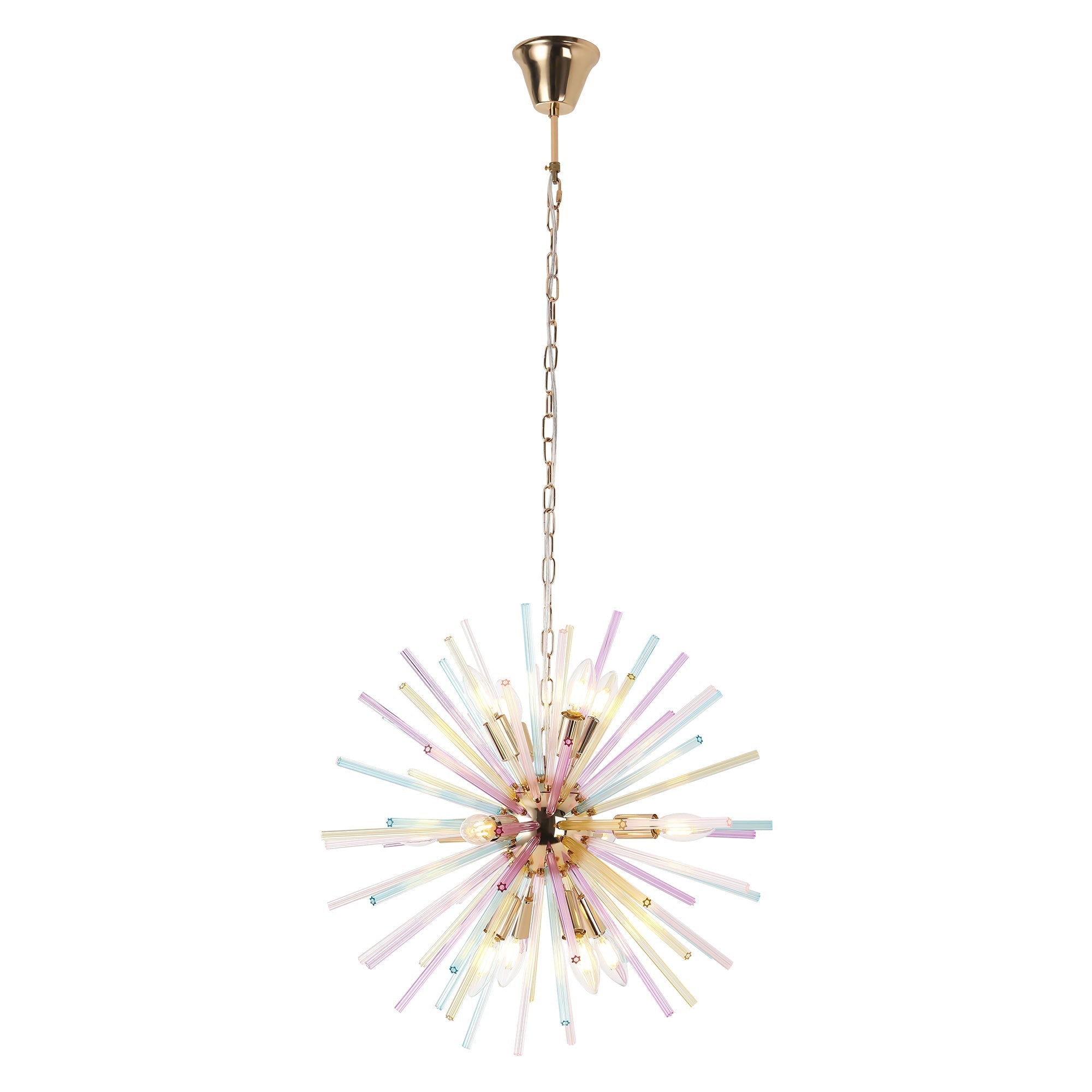Colorful 12-Light Sputnik Chandelier with Dimmable Feature | Modern Design for Kids' Rooms