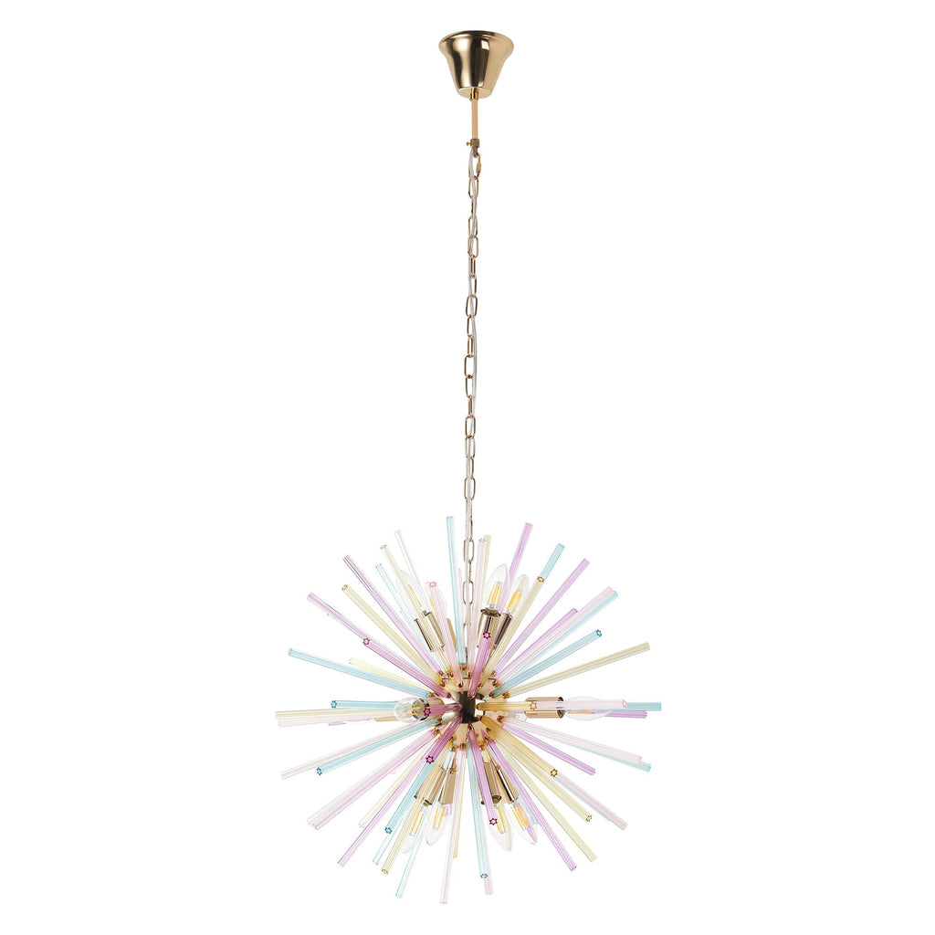 Colorful 12-Light Sputnik Chandelier with Dimmable Feature | Modern Design for Kids' Rooms