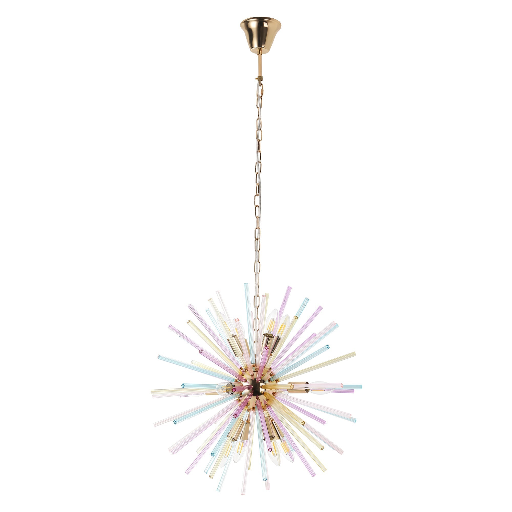 Colorful 12-Light Sputnik Chandelier with Dimmable Feature | Modern Design for Kids' Rooms