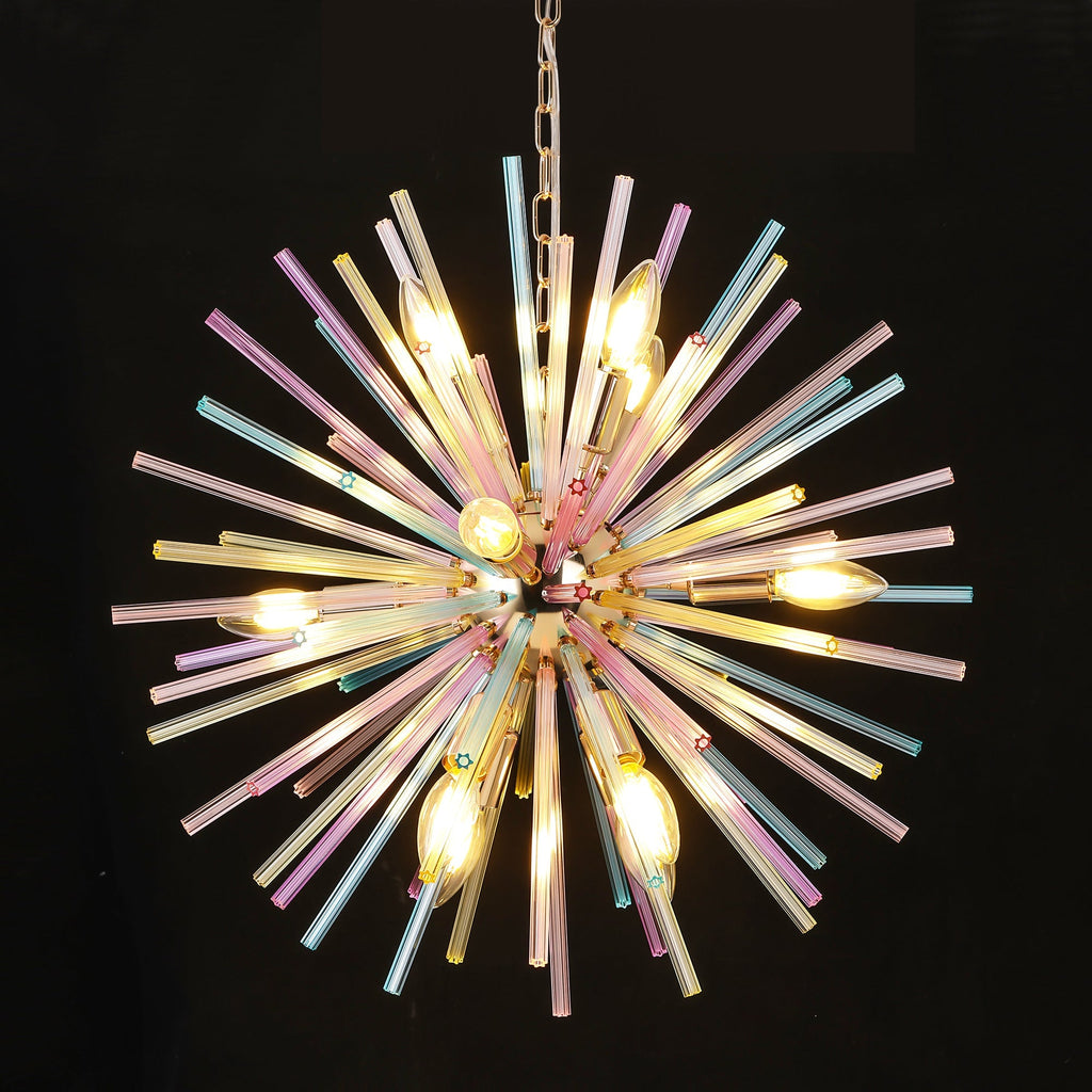 Colorful 12-Light Sputnik Chandelier with Dimmable Feature | Modern Design for Kids' Rooms