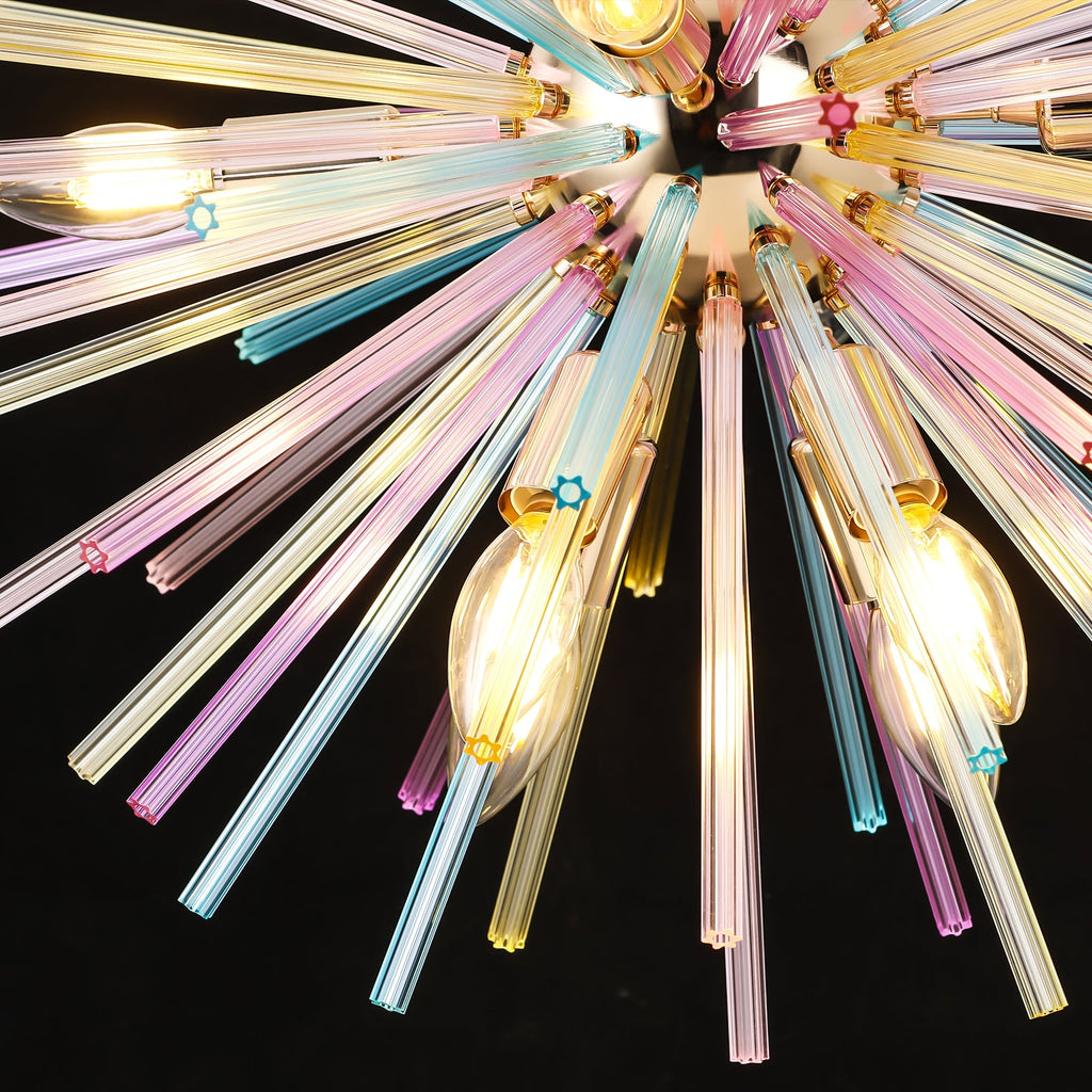 Colorful 12-Light Sputnik Chandelier with Dimmable Feature | Modern Design for Kids' Rooms