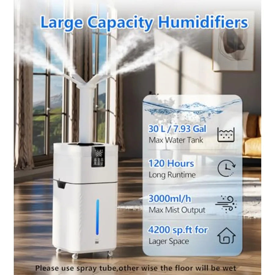 Commercial Series | Cool Mist Humidifier with 30L Capacity | Quiet Operation for Large Rooms up to 4200 sq ft