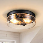 Contemporary Flush Mount Ceiling Light with Seeded Glass Shades | Stylish Design for Low Ceilings