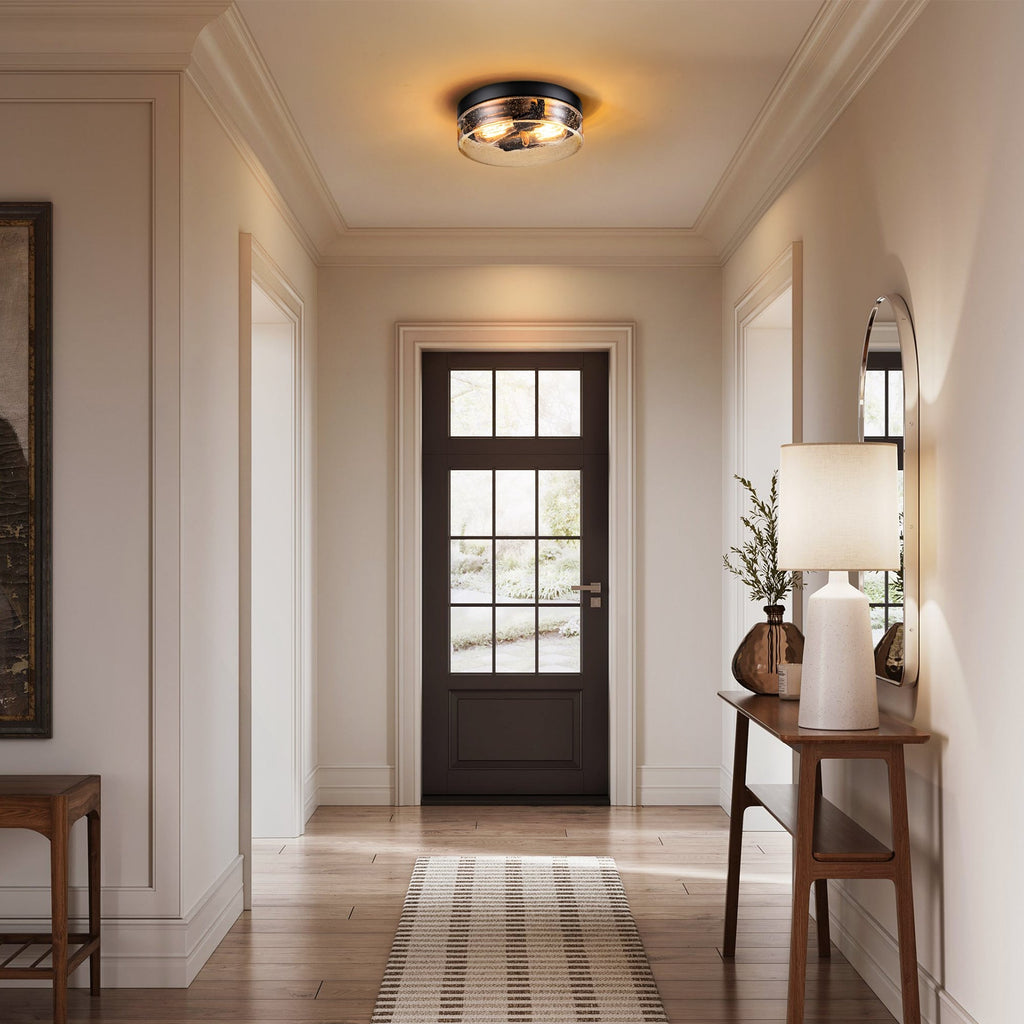 Contemporary Flush Mount Ceiling Light with Seeded Glass Shades | Stylish Design for Low Ceilings