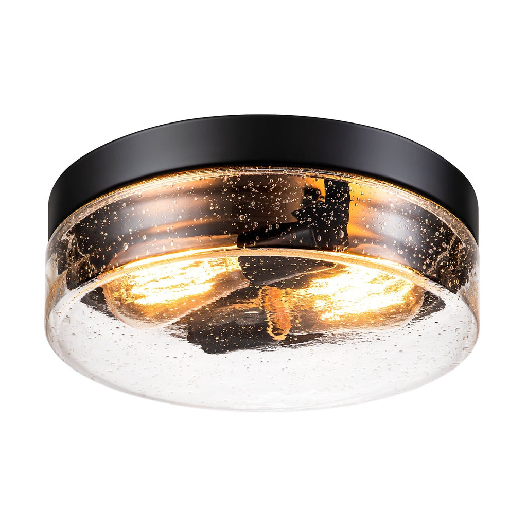 Contemporary Flush Mount Ceiling Light with Seeded Glass Shades | Stylish Design for Low Ceilings