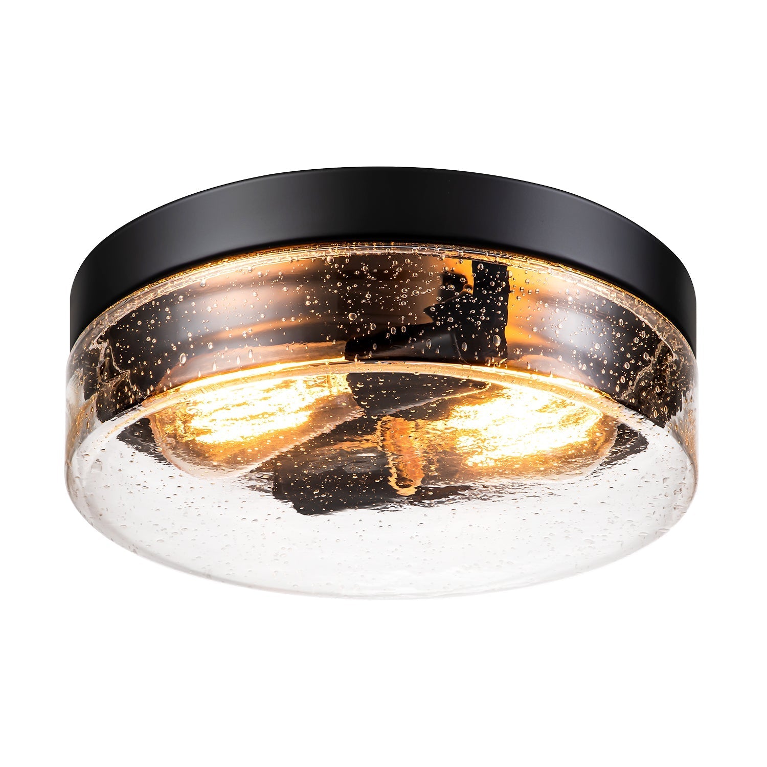 Contemporary Flush Mount Ceiling Light with Seeded Glass Shades | Stylish Design for Low Ceilings