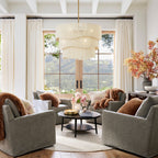 Contemporary Rattan Chandelier Light with 6 Adjustable Lights | Ideal for Dining Room Ambiance