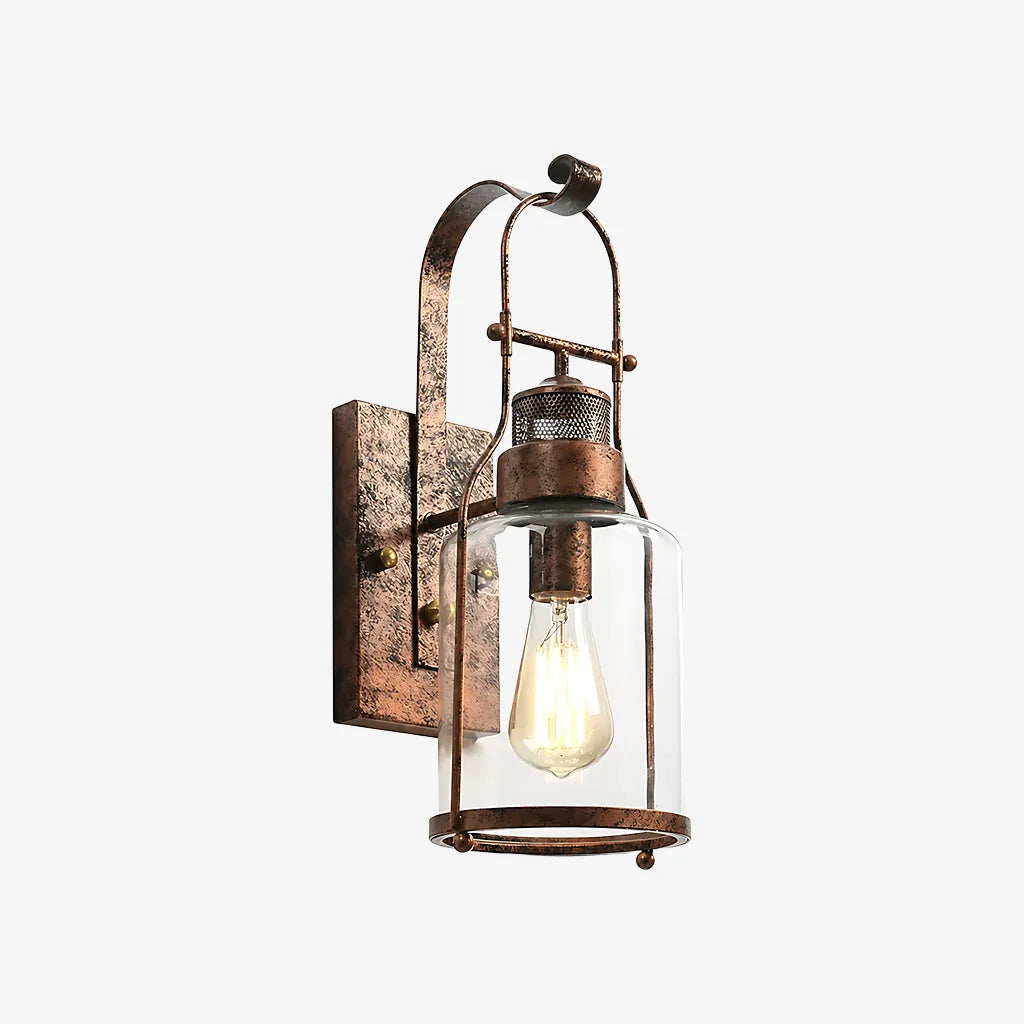 Carson industrial glass jar wall sconce, first finish option