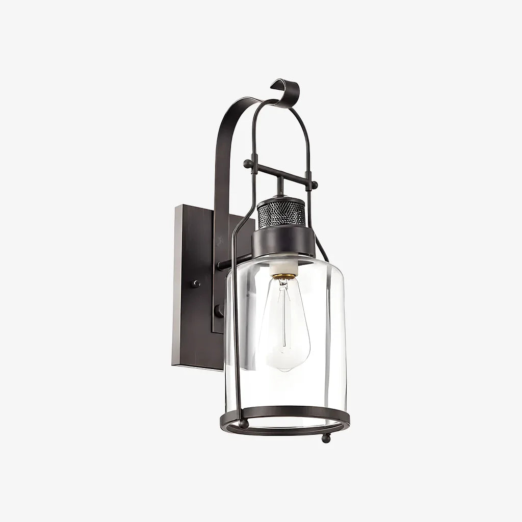 Carson industrial glass jar wall sconce, second finish option