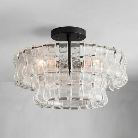 Ghiaccio tiered art-glass semi-flush ceiling light — supplier photo