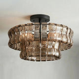 Ghiaccio tiered art-glass semi-flush ceiling light — supplier photo