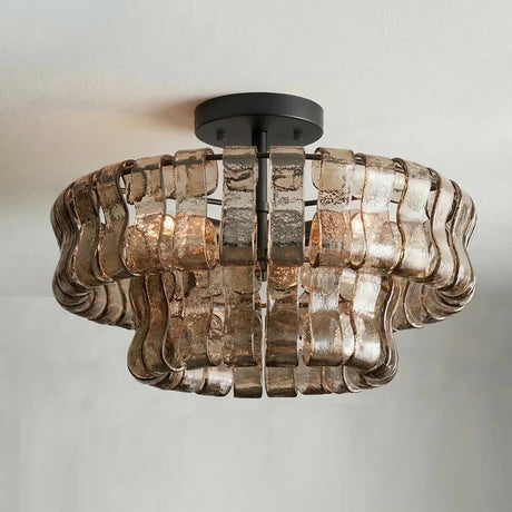 Ghiaccio tiered art-glass semi-flush ceiling light — supplier photo