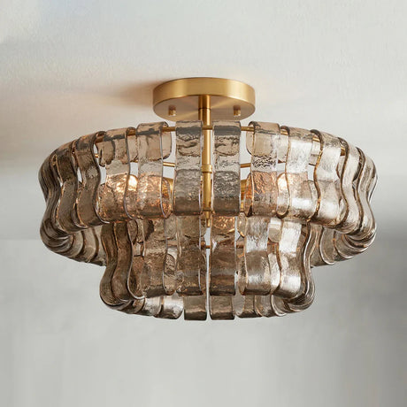 Ghiaccio tiered art-glass semi-flush ceiling light — supplier photo