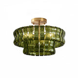 Ghiaccio tiered art-glass semi-flush ceiling light — supplier photo