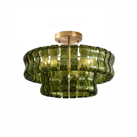 Ghiaccio tiered art-glass semi-flush ceiling light — supplier photo