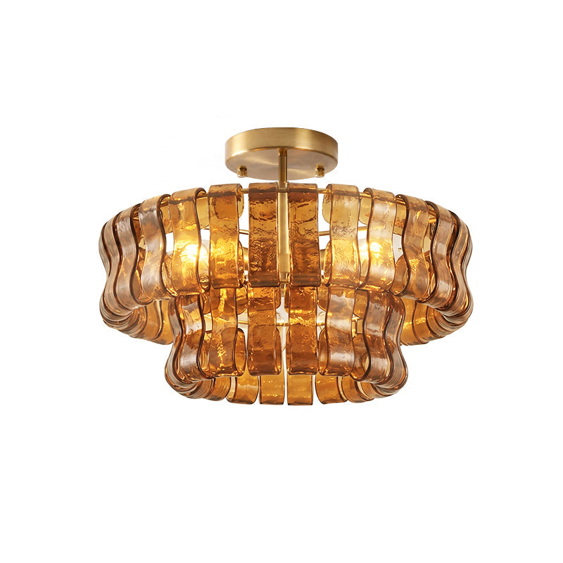 Ghiaccio tiered art-glass semi-flush ceiling light — supplier photo