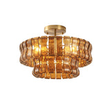 Ghiaccio tiered art-glass semi-flush ceiling light — supplier photo