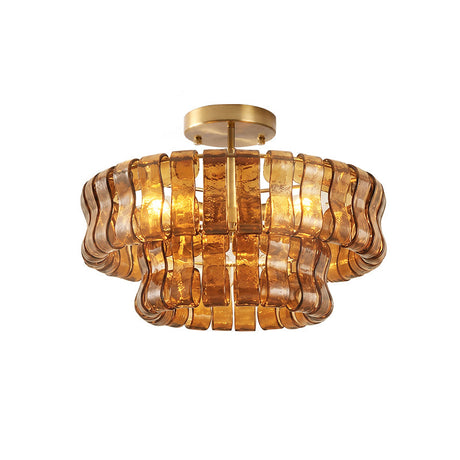 Ghiaccio tiered art-glass semi-flush ceiling light — supplier photo