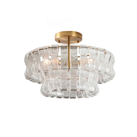 Ghiaccio tiered art-glass semi-flush ceiling light — supplier photo