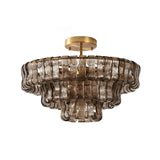 Ghiaccio semi-flush ceiling light — smoke grey and gold frame, studio white