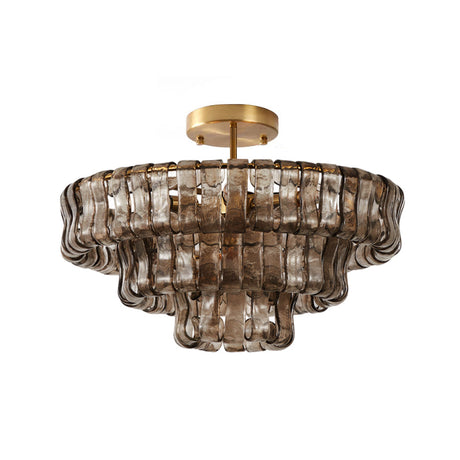 Ghiaccio semi-flush ceiling light — smoke grey and gold frame, studio white