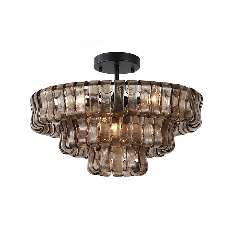 Ghiaccio tiered art-glass semi-flush ceiling light — supplier photo