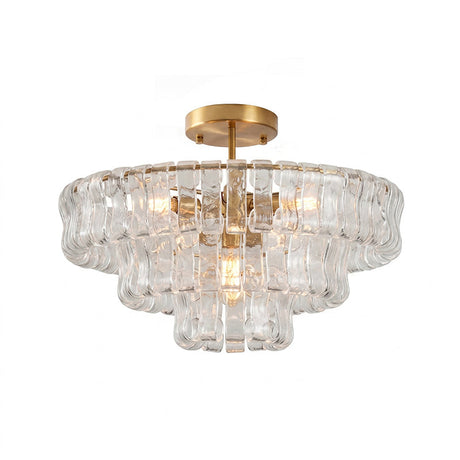 Ghiaccio tiered art-glass semi-flush ceiling light — supplier photo