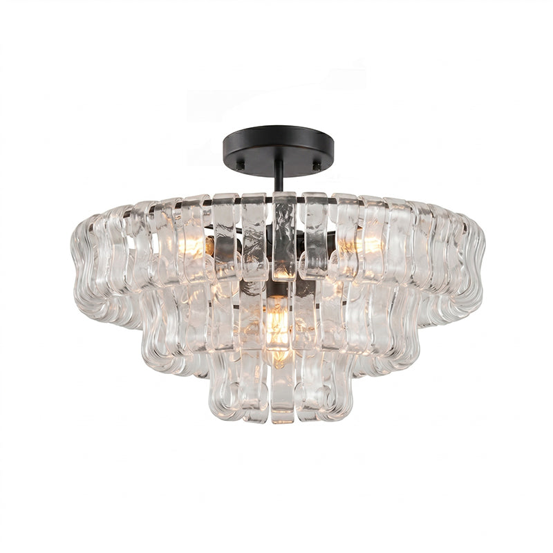 Ghiaccio tiered art-glass semi-flush ceiling light — supplier photo